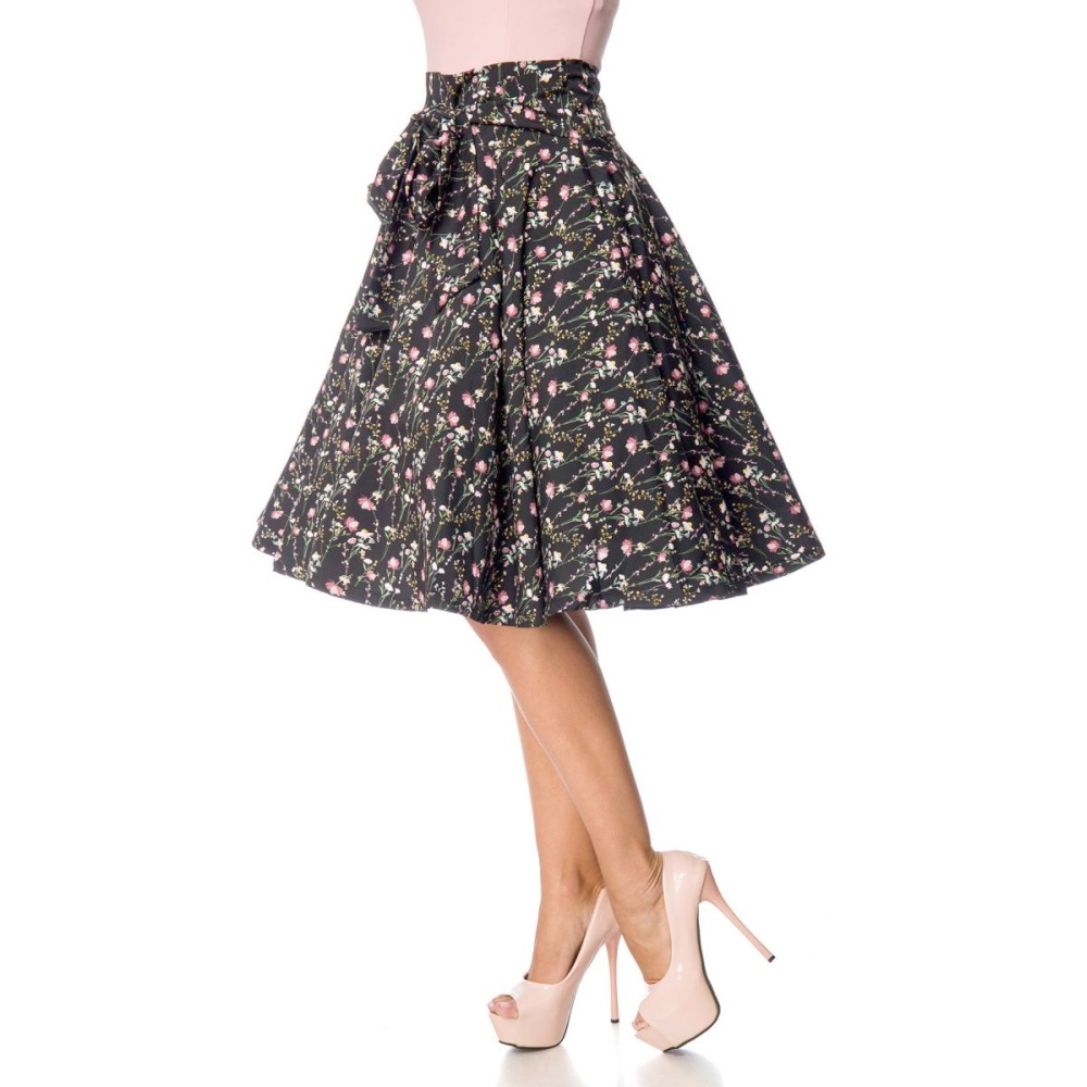 Belsira - Floral Rok - Zwart